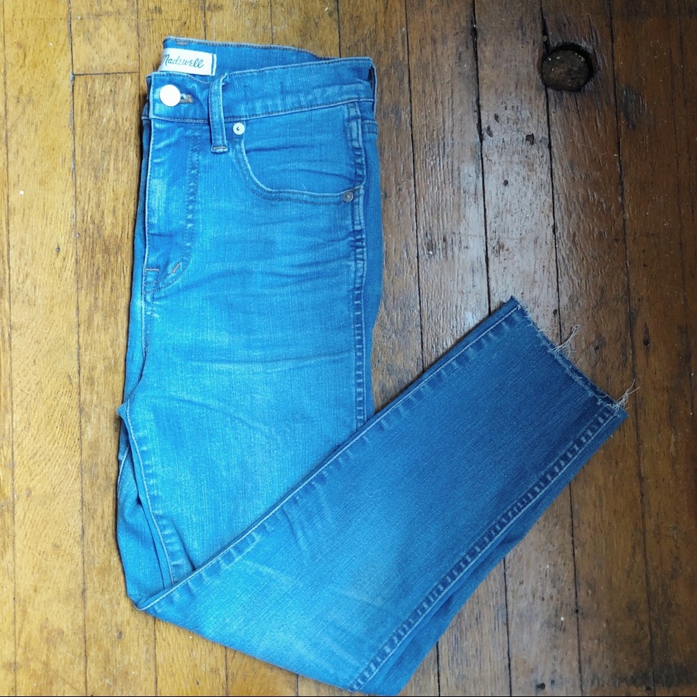 MADEWELL 10” high waisted skinny skinny raw edge